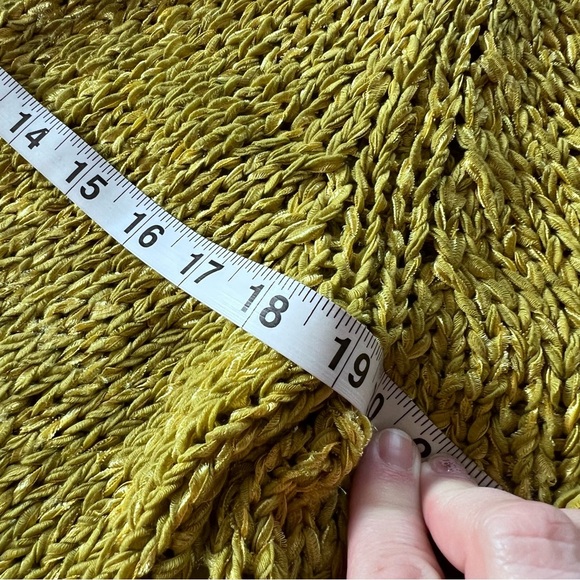 Vintage Chicos Linen Blend Chartreuse Lagonlook Cardigan Fringe size Large - Picture 13 of 13